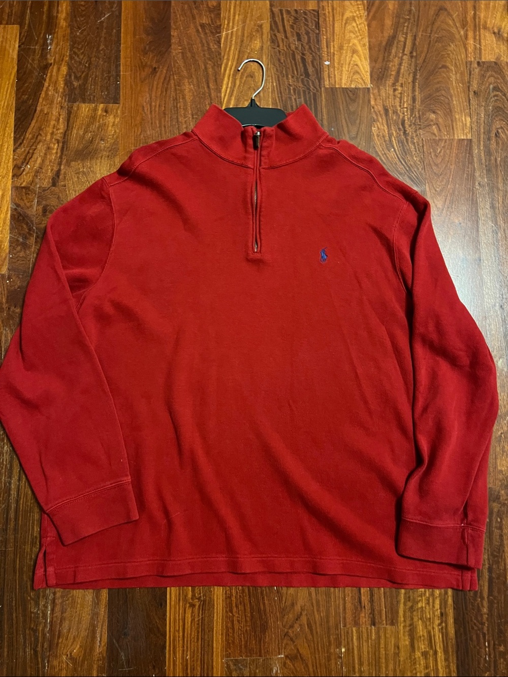 Polo by Ralph Lauren Red Quarter-Zip Pullover with Embroidered Pony